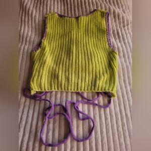 Green and Purple Knit Top